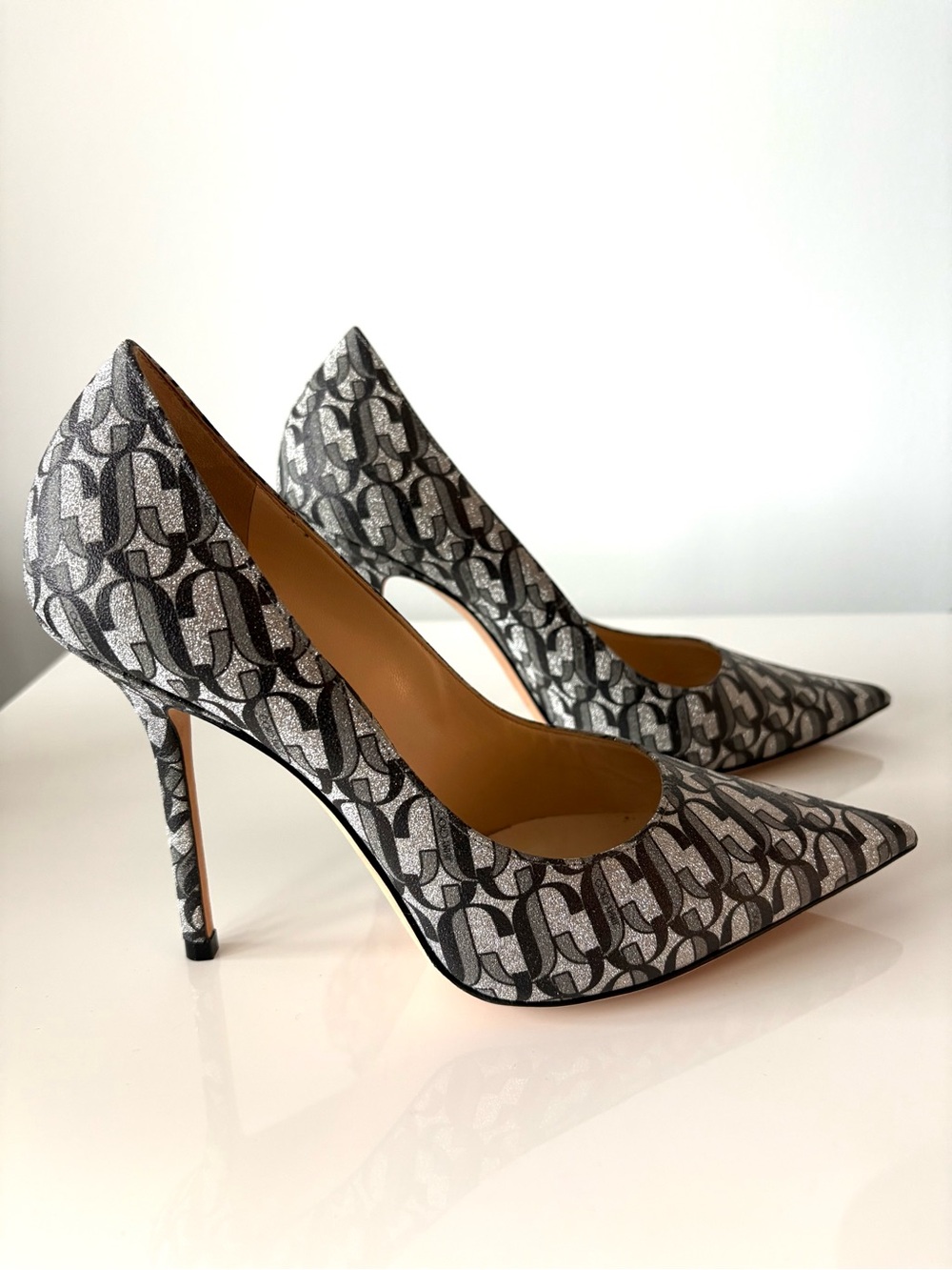 NEW Jimmy Choo Black & Silver Pointed-Toe Pumps